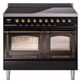 Ilve® Nostalgie II Noblesse 40'' Glossy Black Pro Style Induction Range with Burnished Trim-0