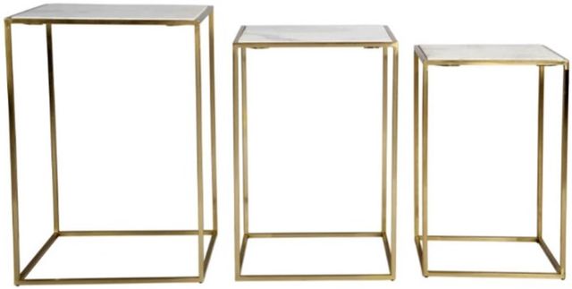 Jofran Inc. Global Archive Sorrento 3-Piece White Nesting Table Set with Gold Base-2