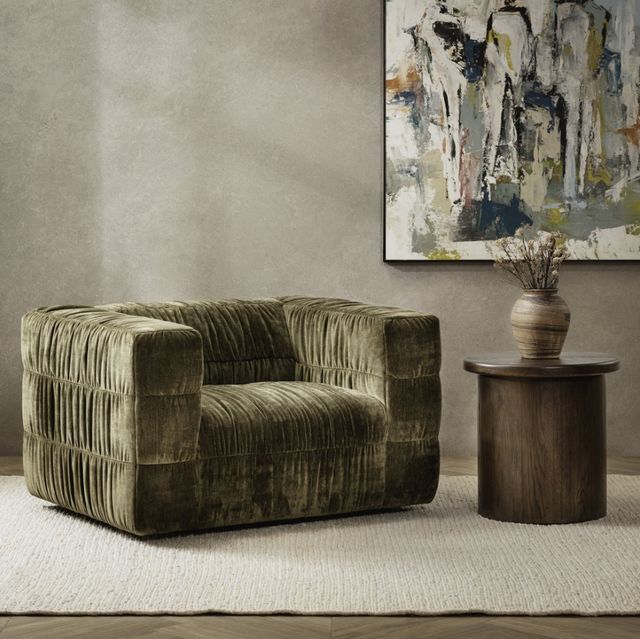 Classic Home Afeela Olive Green Swivel Chair-1