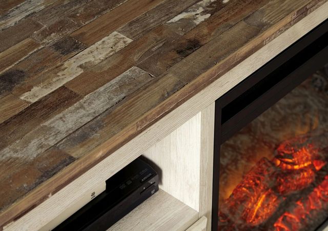 Signature Design by Ashley® Willowton 4-Piece Whitewash Entertainment Center with Electric Fireplace and Media Storage-4