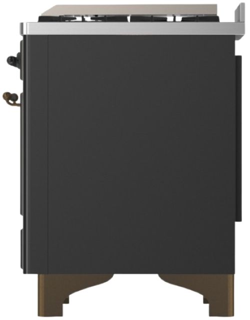Ilve® Majestic III 60" Graphite Matte Pro Style Dual Fuel Liquid Propane Range with Triple Glass Door and Burnished Trim-3