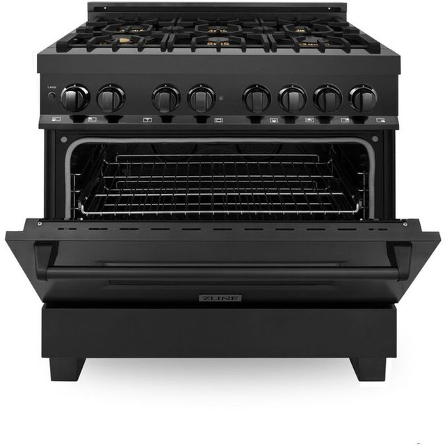 ZLINE 36"  Black Stainless Steel Pro Style Dual Fuel Range-1