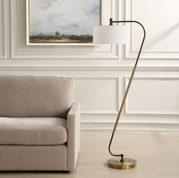 Uttermost® Irwin Antique Brass Floor Lamp-1