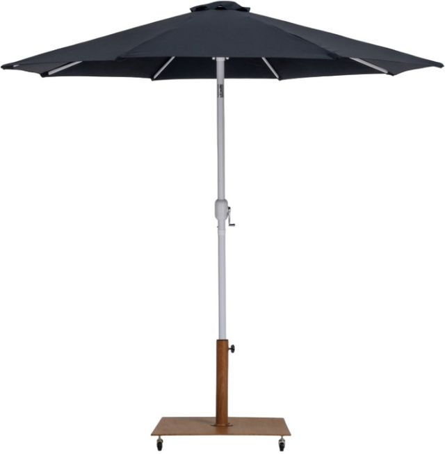 Meridian Furniture Fiji Black/Matte White/Teak Aluminum Outdoor Patio Umbrella and Base-0