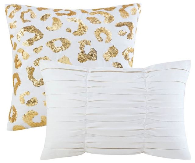 Olliix by Intelligent Design Lillie Gold/Ivory Full/Queen Metallic Animal Printed Comforter Set-3