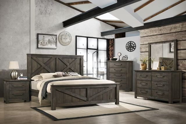 Elements International Maverick Gray King Panel Bed-2