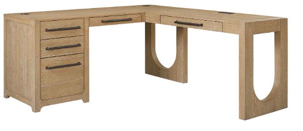 Martin Furniture Canyon Drive Natural Oak L-Shape Pedestal Desk with Open Return-0
