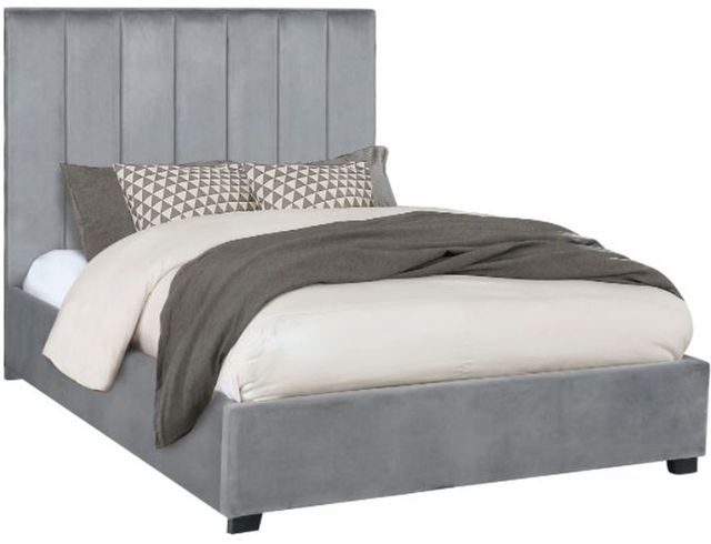Coaster® Arles Grey Vertical Channeled Tufted Queen Bed-0