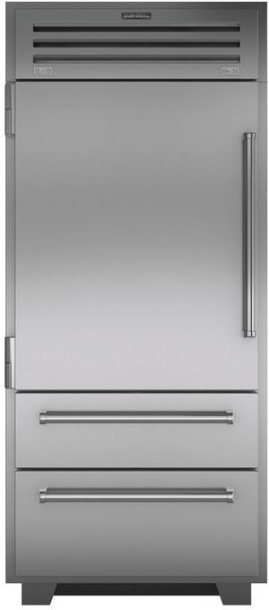 front view of a Sub-Zero® PRO Series 36 in. 22.7 Cu. Ft. Stainless Steel Bottom Freezer Refrigerator