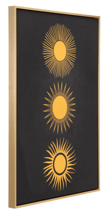 Zuo® Modern Three Suns Gold/Black Canvas Wall Art-1