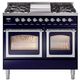 Ilve® Nostalgie II Noblesse 40'' Midnight Blue Pro Style Dual Fuel Range with Chrome Trim-0