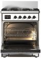 Ilve® Majestic III 30" White Pro Style Dual Fuel Natural Gas Range with 5 Black Brass Burners and Burnished Trim-1
