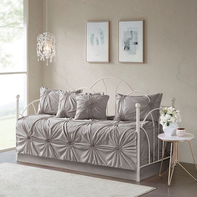 Olliix by Madison Park 6 Piece Dark Gray Leila Reversible Daybed Cover Set-0