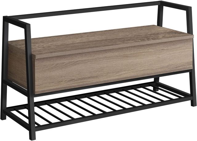 Monarch Specialties Inc. Dark Taupe 42" Black Metal Storage Bench-1