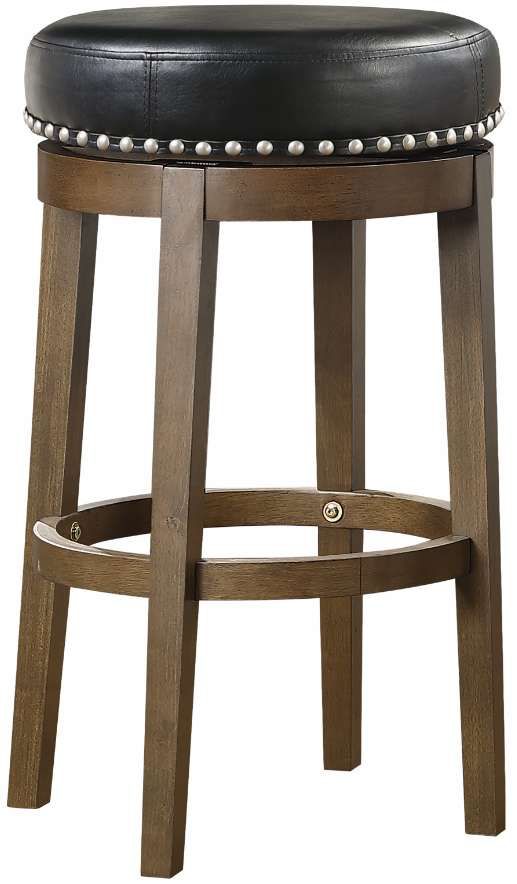 Homelegance® Westby Black/Brown Round Swivel Pub Height Stool-0