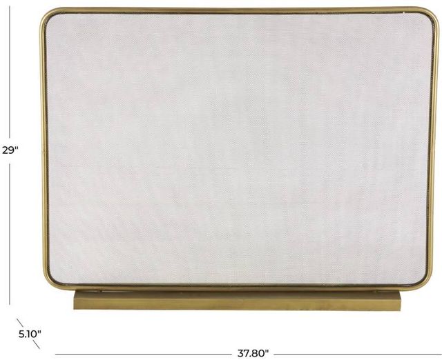Deco Marche Gold Geometric 1-Panel Fireplace Screen with Rounded Edges and Rectangular Base-3