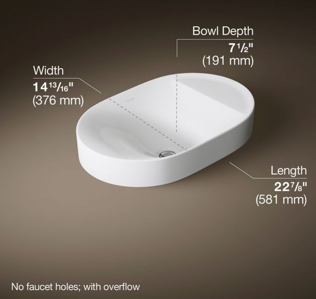 Kohler Chalice White 22.75" x 15" Oval Vessel Bathroom Sink-3