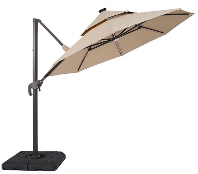 Furniture of America® Fera Beige Aluminum/Polyester Outdoor Umbrella with Large Base-3