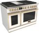 Fulgor Milano® Evoque 400 Series 48” Glossy White Pro Style Dual Fuel Range with Brushed Brass Trim-0