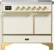 Ilve® Majestic III 40" Antique White Pro Style Induction Range with Solid Door and Brass Trim-0