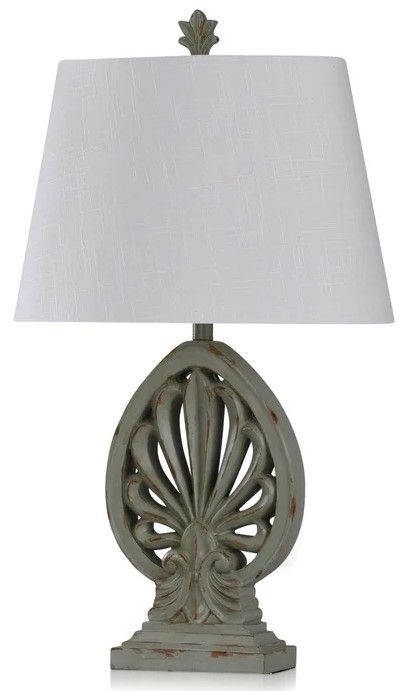 Stylecraft Rome Sky Weathered Olive/White Table Lamp-0