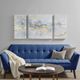Olliix by Madison Park Blue Cosmo Blue/Gold 3 Piece Canvas Set Hand Embellished Textured Glitter and Gold Foil Set-3