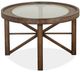 Magnussen Home® Kirkpatrick Weathered Walnut Demilune Cocktail Table with Glass Insert Top-1