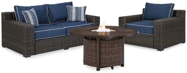 Signature Design by Ashley® Grasson Lane 4-Piece Brown/Blue Outdoor Seating Set-0