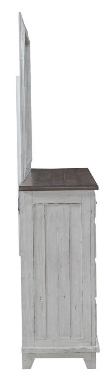Liberty Furniture River Place Riverstone White/Tobacco Dresser and Mirror-3