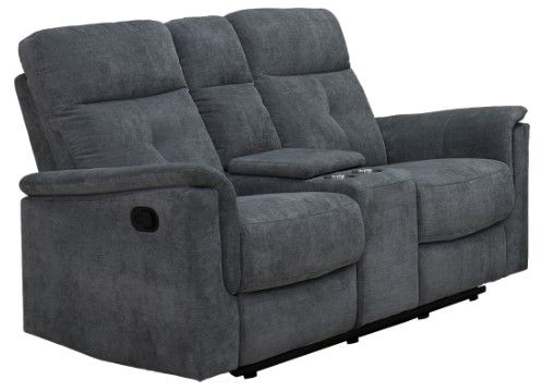 Mazin Furniture Ellesmere Grey Manual Reclining Loveseat with Center Console-0