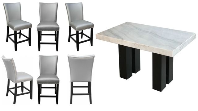 Steve Silver Co.® Camila 7-Piece White Marble Top Counter Table Set-0
