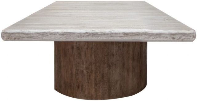 International Furniture Direct Sahara Cream Top Square Cocktail Table with Caramel Brown Base-3