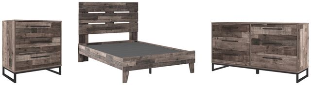 Signature Design by Ashley® Neilsville 3-Piece Multi Gray Full Panel Platform Bed Set-0