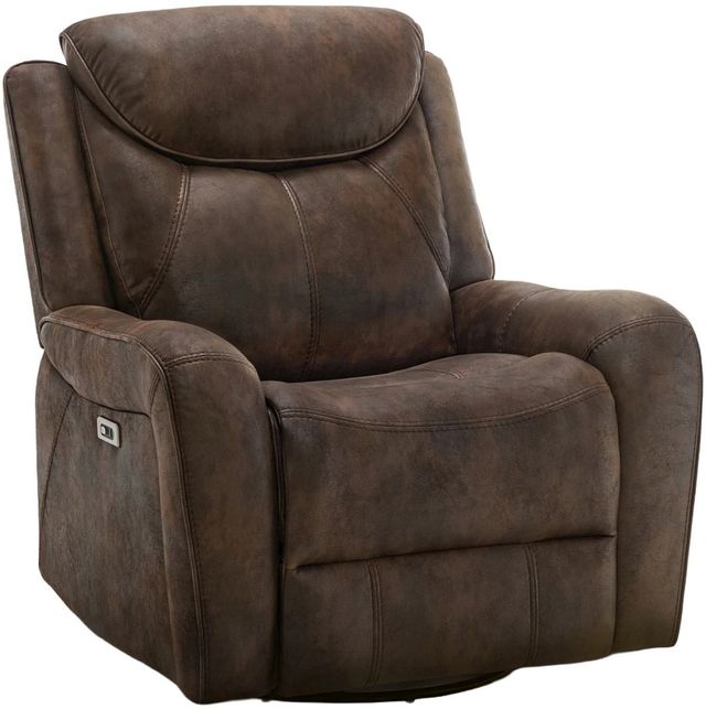Monarch Specialties Inc. Brown Faux Leather Power Swivel Glider Reclining Chair with USB Ports-0