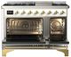 Ilve® Majestic III 48" Custom Pro Style Dual Fuel Natural Gas Range with Griddle and Brass Trim-1