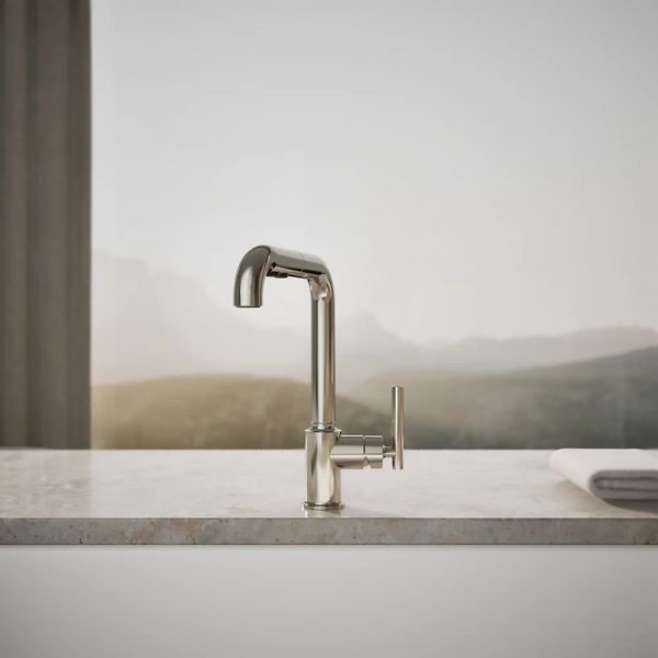 KOHLER® Purist® Vibrant Polished Nickel Kitchen Sink Faucet with 3-Function Sprayhead-3
