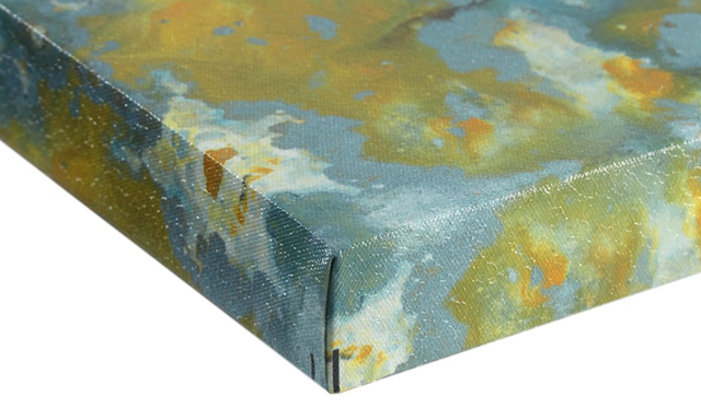 Olliix by INK+IVY Shattering Rock Yellow Blue Heavy Gel Coated Canvas-3