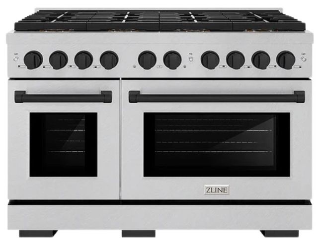 ZLINE Autograph Edition Paramount 48" 6.7 Cu. Ft. Satin Stainless Steel Gas Range with 8 Burner DuoPro™ Cooktop and Dual Oven with Matte Black Accent-0