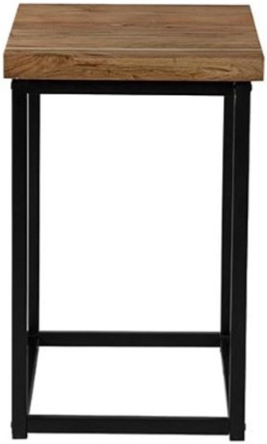 Jofran Inc. Ames Natural Chairside Table with Black Base-3