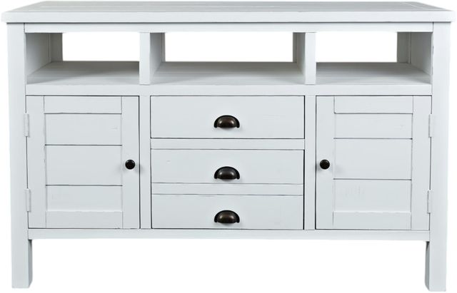 Jofran Inc. Artisan's Craft Distressed Weathered White 50" Media Console-1