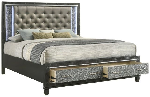 New Classic® Home Furnishings Radiance Black Pearl King Panel Storage Bed-4