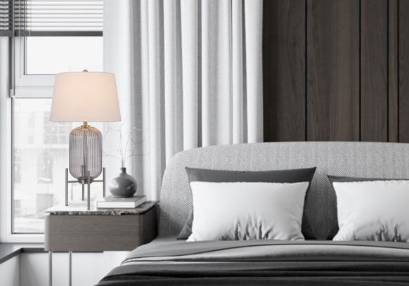 Cal® Lighting & Accessories Belleville Brushed Steel Table Lamp-1