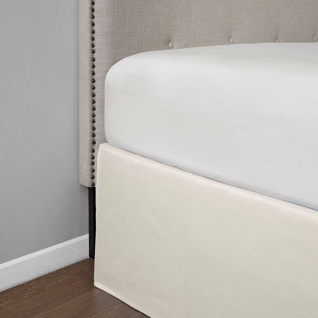 Olliix by Madison Park Ivory Simple Fit Wrap Around Adjustable Bed Skirt-4
