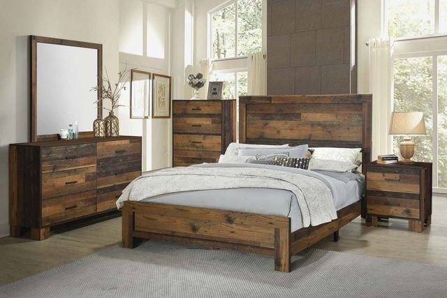 Coaster® Sidney 4-Piece Rustic Pine King Bedroom Set-0