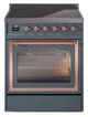 Ilve® Nostalgie II Noblesse 30'' Blue Gray Pro Style Induction Range with Copper Trim-0