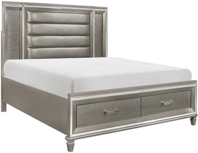 Homelegance® Tamsin Silver-Gray King LED Platform Storage Bed-0