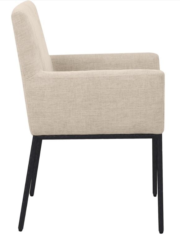 Meridian Furniture Reeves Beige/Matte Black Chenille Upholstered Dining Chair-3