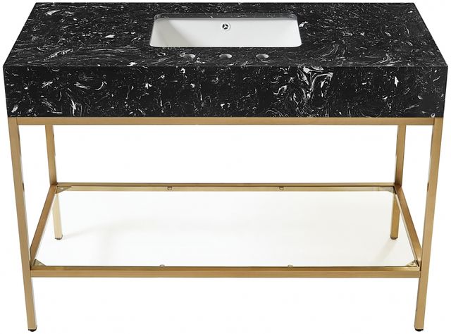 Meridian Furniture Marmo Black/Brushed Brass 48" Bathroom Vanity-2