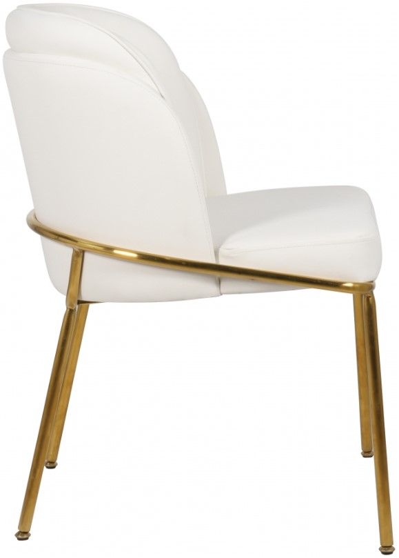 Meridian Furniture Jagger White/Gold Vegan Leather Dining Side Chair-3