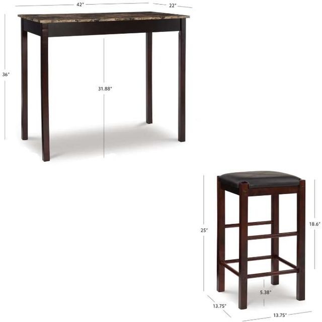 Linon Lance 3-Piece Espresso Pub Table Set-2